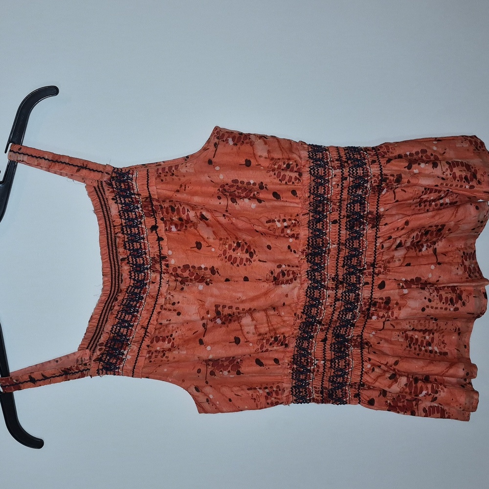 Theory Orange And Navy Peplum Top